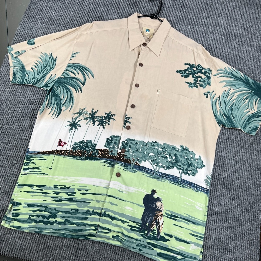 Kahala Shirt Mens XL Extra‎ Large Short Sleeve Button Up Hawaiian Golf Rayon